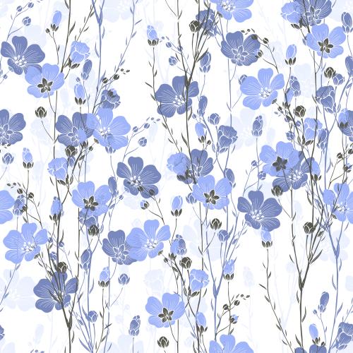 Vector image blooming flax branches on white